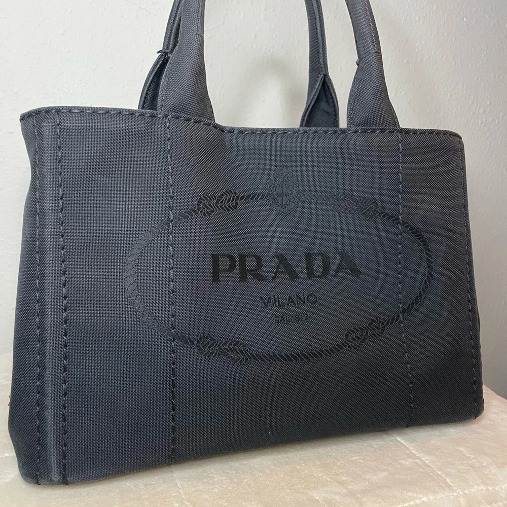 Prada Canapa Canvas tote bag jacquard 2way in black - Picture 3 of 13